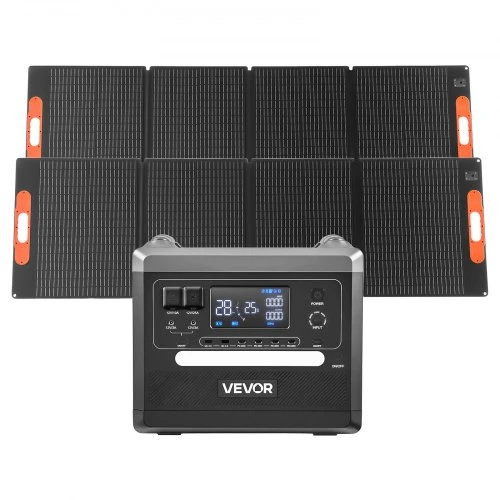 VEVOR Nešiojama elektrinė, 2400 W, su 2 x 200 W sulankstomomis saulės panelėmis, 2160 Wh, LiFePO4