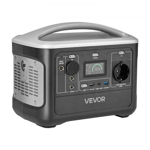 VEVOR Nešiojama elektrinė, 600 W, 493 Wh LiFePO₄, 7 išvesties prievadai
