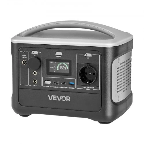 VEVOR Nešiojama elektrinė, 600 W, 493 Wh LiFePO₄, 7 išvesties prievadai