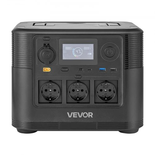 VEVOR Nešiojama elektrinė su 200W saulės paneliu, 1200W saulės generatorius, 806Wh LiFePO4, 9 išvestys