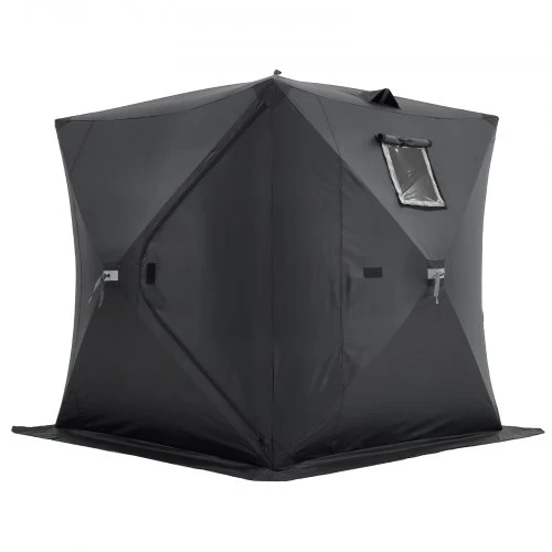VEVOR Nešiojama ledo žūklės palapinė T039, 3-4 vietų, juoda, 2.3 x 2.3 x 2 m