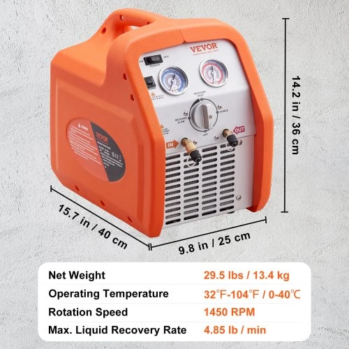 VEVOR Nešiojama šaltnešio atgavimo mašina, 3/4 HP, 220–240 V