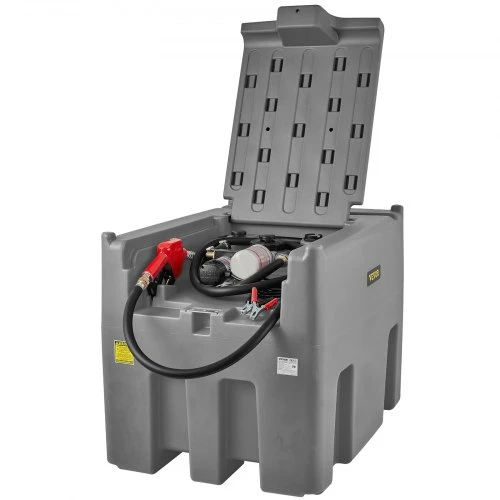 VEVOR Nešiojamas dyzelino bakas, 439,1 l, 12 V elektrinis siurblys, pilkas