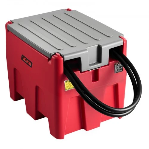 VEVOR Nešiojamas dyzelino bakas, 220 l, 10,6 GPM, 12 V elektrinis siurblys, 4 m žarna, raudonas