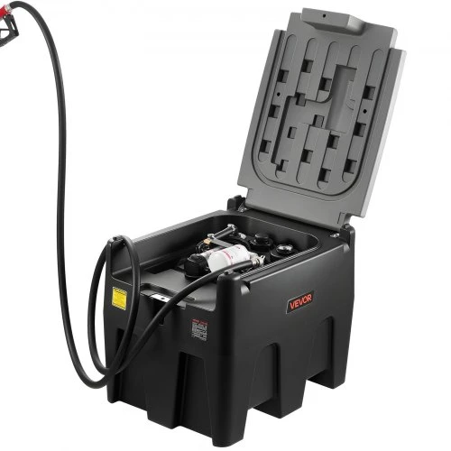 VEVOR Nešiojamas dyzelino bakas, 220 l, 10 GPM, 12 V elektrinis siurblys, 4 m žarna, juodas
