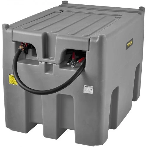 VEVOR Nešiojamas dyzelino bakas, 439,1 l, 12 V elektrinis siurblys, pilkas
