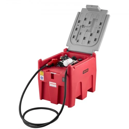 VEVOR Nešiojamas dyzelino ir benzino bakas, 220 l, 10 GPM, 12 V elektrinis siurblys, raudonas