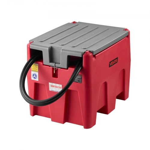 VEVOR Nešiojamas dyzelino ir benzino bakas, 220 l, 10 GPM, 12 V elektrinis siurblys, raudonas