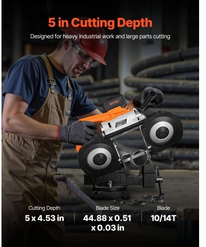 VEVOR Nešiojamas juostinis pjūklas BW2111, 20 V, 360 W, 500 x 170 x 290 mm