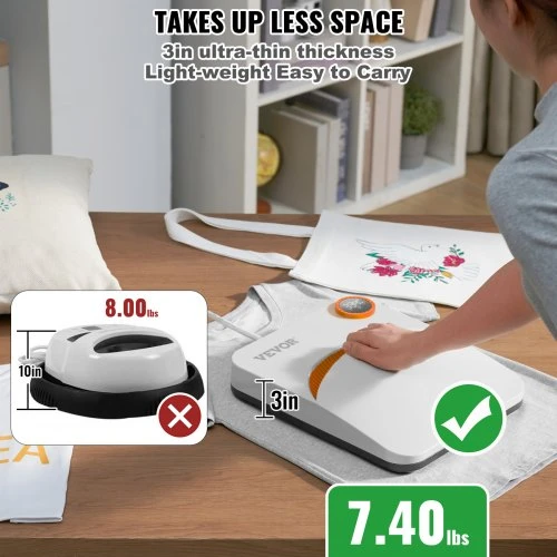 Koduva VEVOR nešiojamas karšto presavimo aparatas 30,5 cm x 25,4 cm sublimacijai ir „pasidaryk pats“ marškinėliams
