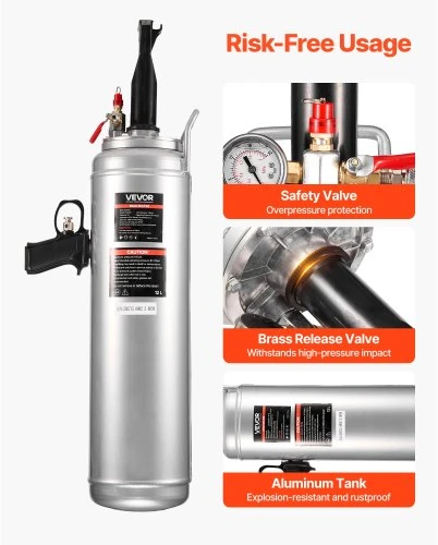 VEVOR Nešiojamas padangų bortelio užsodinimo įtaisas, 3,2 Gal / 12 L, 87–116 PSI