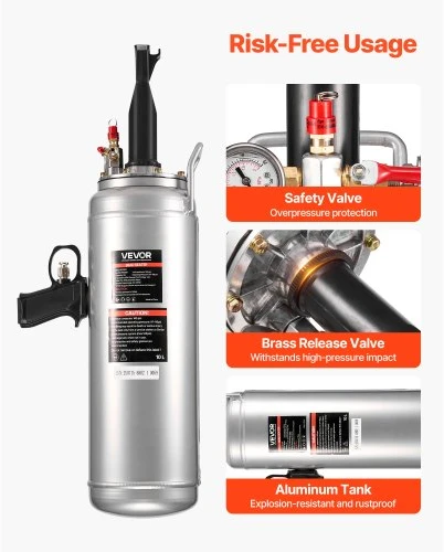 VEVOR Nešiojamas padangų borto sėdynės įrankis, 10 l, 87–116 PSI