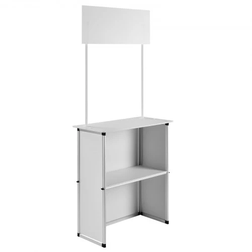 VEVOR Nešiojamas parodų podiumo stalas, 78,5 × 38 × 181,5 cm, baltas, sulankstomas