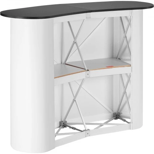 VEVOR Nešiojamas parodų stalas-pultas, 130 × 46,5 × 95 cm, sulankstomas su laikymo lentyna ir nešiojamu krepšiu