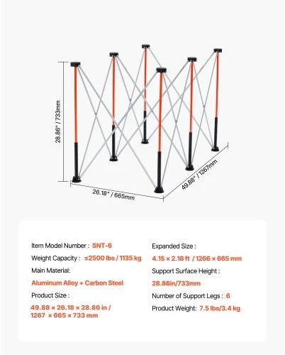 VEVOR Nešiojamas sulankstomas darbo stovas, 1266 x 665 mm, 1135 kg, be surinkimo