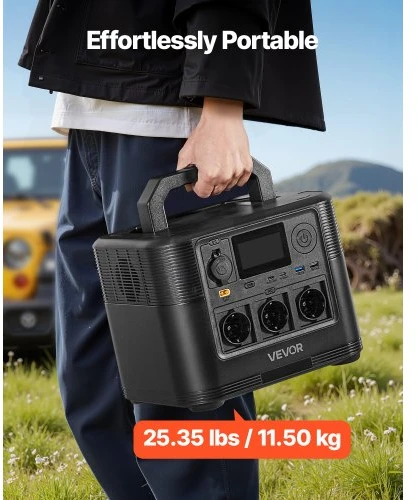 VEVOR Nešiojamoji elektros jėgainė, 1200 W, 806 Wh, LiFePO4, 9 išvestys, M9