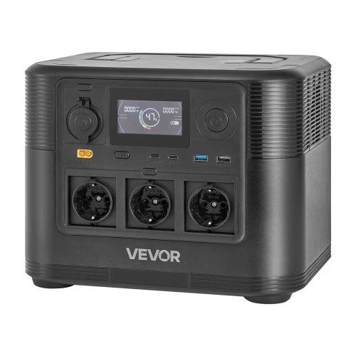 VEVOR Nešiojamoji elektros jėgainė, 1200 W, 806 Wh, LiFePO4, 9 išvestys, M9