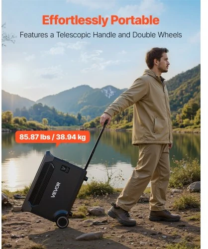 VEVOR Nešiojamoji elektros stotis, 3000 W, 3072 Wh LiFePO₄, 13 išėjimų