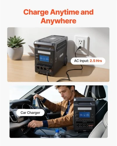 VEVOR Nešiojamoji elektros stotis, 3000 W, 3072 Wh LiFePO₄, 13 išėjimų