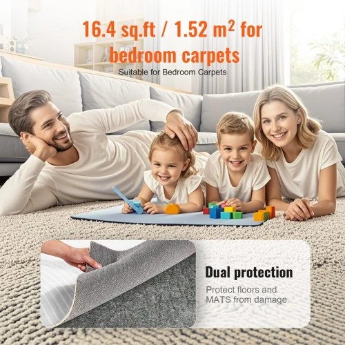 Koduva VEVOR neslystantis kilimo paklotas, apsauginis kilimo paminkštinimas, 2 x 8 pėd., 1/4" storio, dvipusis, pilkas