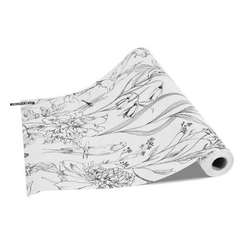 VEVOR Nulupami ir klijuojami tapetai, 45 cm x 10 m, balta linijinė botaninė ir gėlių grafika