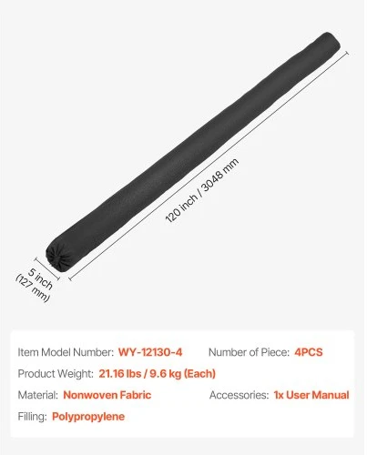 Koduva VEVOR nuosėdų filtro maišas, 4 vnt., 127 mm x 3048 mm, polipropileno užpildas