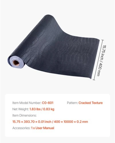 Koduva VEVOR nuplyštami ir priklijuojami tapetai, 40 cm x 10 m, juodi, įskilusios tekstūros