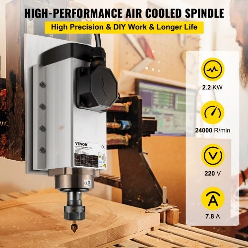 Koduva VEVOR oro aušinamas CNC veleno variklis 2,2 kW, 220 V, ER20, 24 000 aps./min
