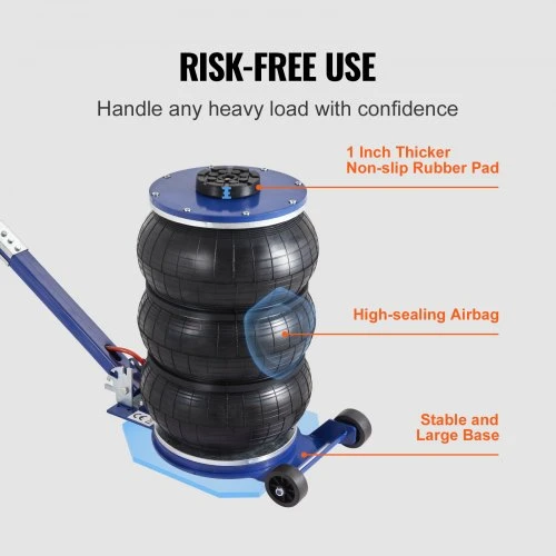 VEVOR Oro domkratas, 5 t / 11000 lb, trigubas oro pagalvės domkratas, iki 470 mm, su reguliuojama rankena