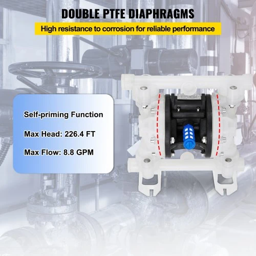 VEVOR Oro dvigubos membranos siurblys QBY4-15, 7 GPM, 100 PSI, polipropilenas, 1,3 cm įleidimo ir išleidimo angos