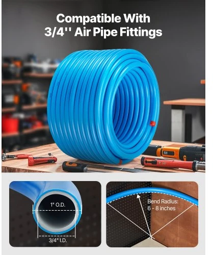 Koduva VEVOR oro kompresoriaus linijos rinkinys, 200 ft x 3/4", HDPE-aliuminio suslėgto oro vamzdynas, mėlynas