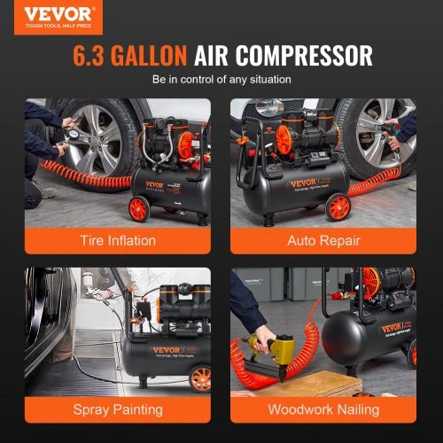 Koduva VEVOR oro kompresorius 24 l, 1450 W, 70 dB, be alyvos