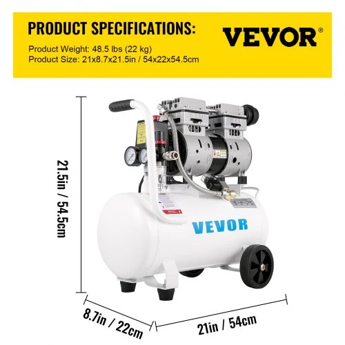 Koduva VEVOR oro kompresorius 25 l, 750 W, 1 HP, 115 PSI, 55 x 27 x 58,5 cm
