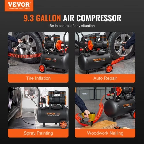 Koduva VEVOR oro kompresorius 35 L, 1800 W, 5.12 CFM@ 90PSI, 70 dB, be alyvos