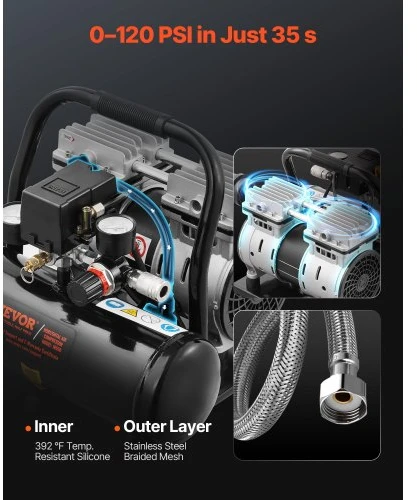 Koduva VEVOR oro kompresorius, 4 l plieno bakas, 1 HP, 635 W, 68 dB, JR550GJ4L