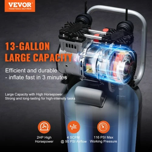 Koduva VEVOR oro kompresorius 49,2 l, 2 HP, 116 PSI