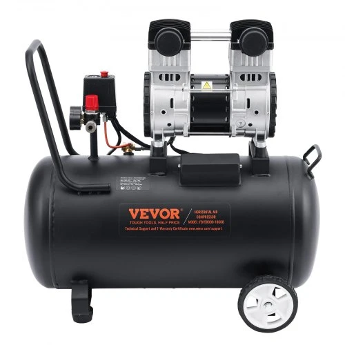 Koduva VEVOR oro kompresorius, 60 l plieno bakas, 2HP, 5.3 CFM@90 PSI, be alyvos, 125 PSI, 78 dB