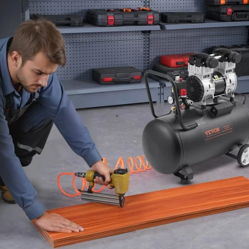 Koduva VEVOR oro kompresorius, 60 l plieno bakas, 2HP, 5.3 CFM@90 PSI, be alyvos, 125 PSI, 78 dB