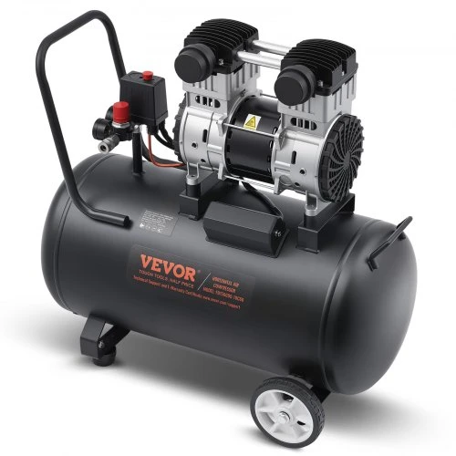 Koduva VEVOR oro kompresorius, 60 l plieno bakas, 2HP, 5.3 CFM@90 PSI, be alyvos, 125 PSI, 78 dB
