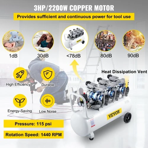 Koduva VEVOR oro kompresorius, 80 l, baltas, 2200 W, KYJ-5244
