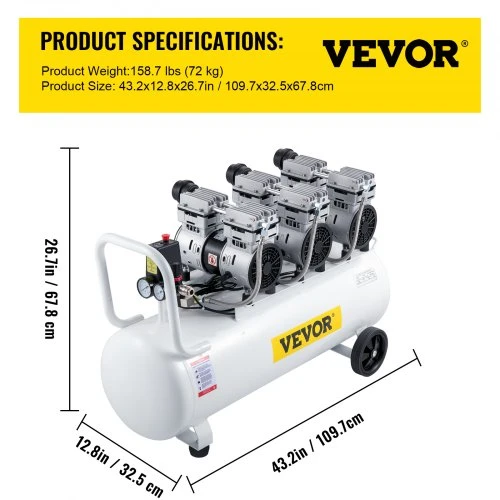 Koduva VEVOR oro kompresorius, 80 l, baltas, 2200 W, KYJ-5244
