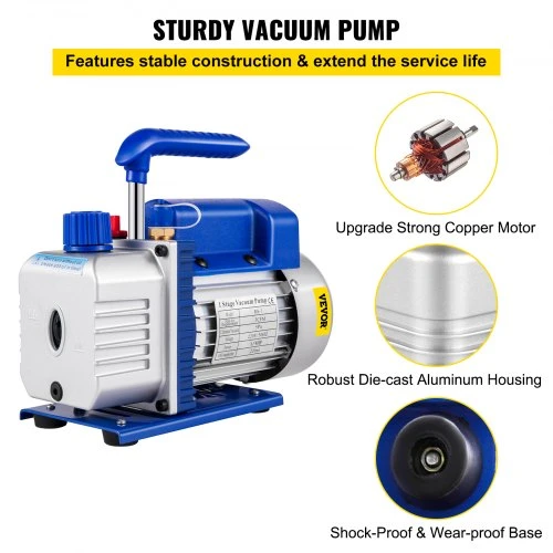 Koduva VEVOR oro kondicionavimo vakuuminis siurblys, 1 pakopos, 220 V, 1440 aps./min.