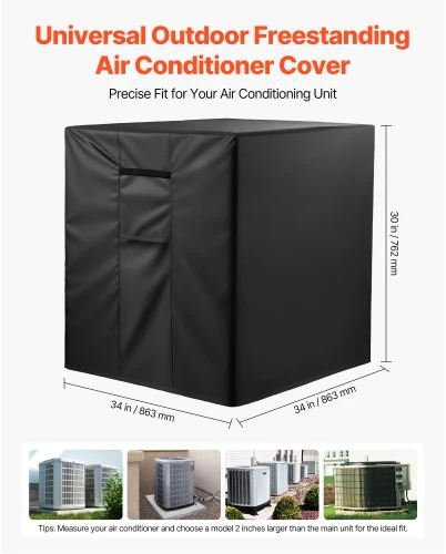 VEVOR Oro kondicionieriaus uždangalas, 863 x 812 x 762 mm, juodas