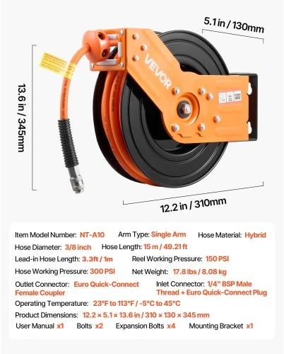VEVOR Oro žarnos ritė NT-A10, 15 m, hibridinė žarna, 300 PSI