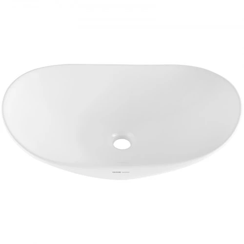 VEVOR Ovali praustuvo dubenėlio kriauklė, 23.3" x 14.2", balta keraminė, montuojama ant stalviršio