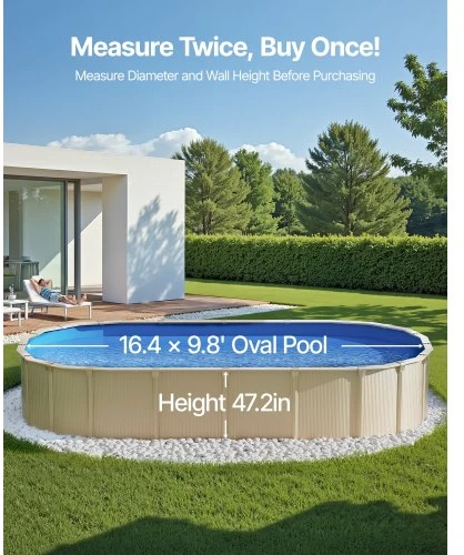 Koduva VEVOR ovalus baseino įdėklas 16,4 x 9,8 ft, Uinbead, vinilas, 47 in sienelėms