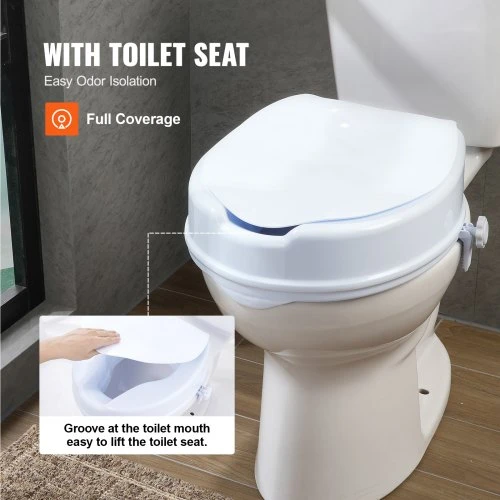 VEVOR Paaukštinta tualeto sėdynė, 10 cm, iki 136 kg, universali