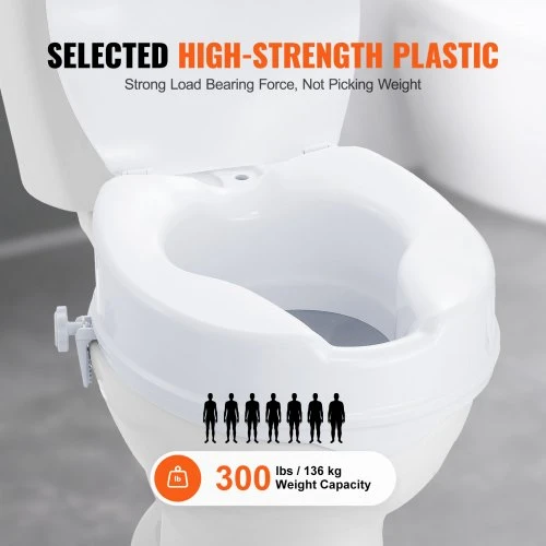 VEVOR Paaukštinta tualeto sėdynė, 10 cm, iki 136 kg, universali
