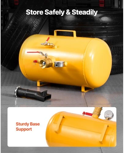 VEVOR Padangų borto sėdynė, 10 Gal / 37,9 L, 87–116 PSI, sunkiasvoris oro pripūtimo įrankis, geltona