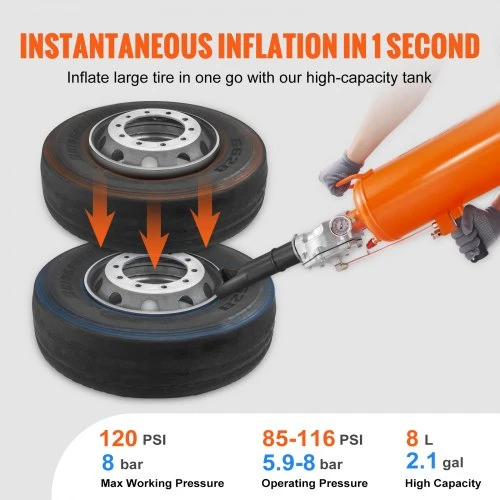 VEVOR Padangų sėdintuvas, 8 l, 120 PSI, rankinis, nešiojamas